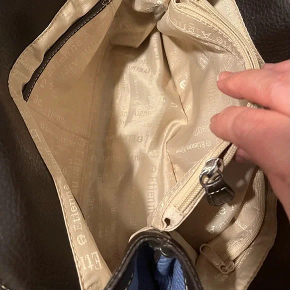 Etienne Aigner Shoulder Bag in Blue with Black Trim! GUC!! - Picture 10 of 13